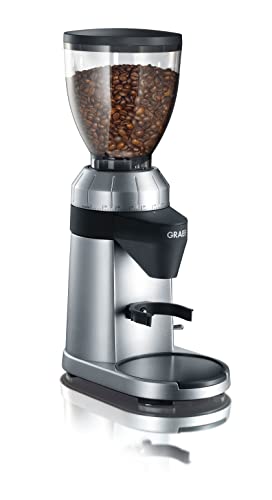 GRAEF. CM800 - Elektrische Kaffeemühle, Aluminiumgehäuse, Bohnenbehälter 350g, Edelstahl-Kegelmahlwerk, Mahlgrade, Kaffeemühle Siebträger, Antistatik-Einsatz, Aluminium-Schaufelrad, 128 W, Silber im Sale