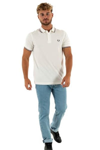 Thumbnail for POLO UOMO FRED PERRY DOPPIA RIGA SNWHT/BRED/NVY im Sale