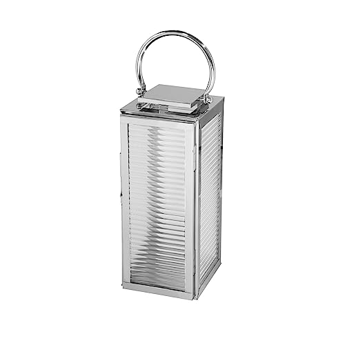 Fink Malaga Laterne aus Edelstahl und Glas in der Farbe Silber, Maße: 18cm x 18cm x 43cm, 147040 im Sale