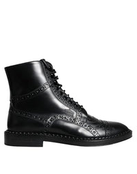 Thumbnail for Dolce & Gabbana Schwarze Leder-Schnürstiefel, Halbschaft, Schwarz, 6 im Sale