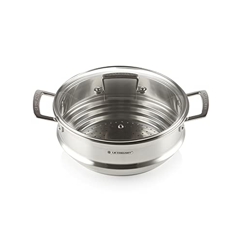 Le Creuset Multi-Dämpfeinsatz aus Edelstahl mit Glasdeckel, Ø 24 cm, 96101924001000 im Sale