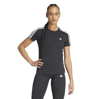 Thumbnail for adidas Womens Essentials Slim 3-Stripes Langarm T-Shirt, Black/White, im Sale