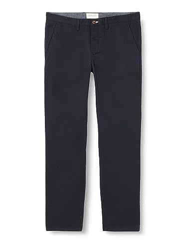 GANT Men's Slim Twill Chinos Classic Trousers, Dark Khaki, Standard on Sale