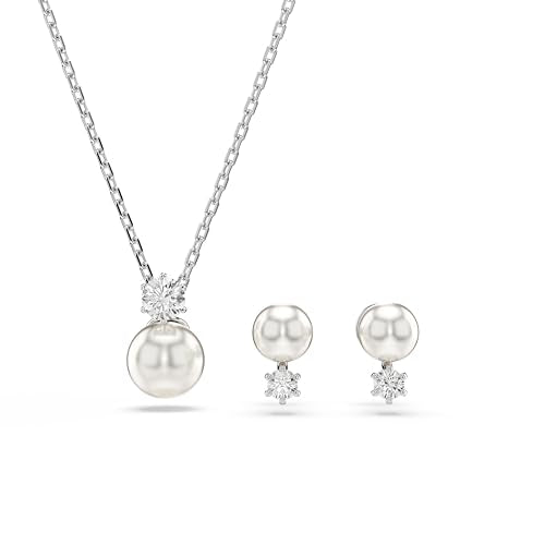 Swarovski Matrix Set, Kristallperle, Rundschliff, Weiß, Rhodiniert im Sale
