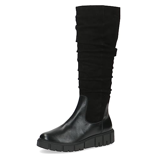 CAPRICE Women's High Boots without Heel Airmotion made of Leather Platform Width G, Black (Black Comb), EU on Sale