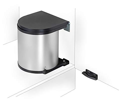 Quellmalz Wesco built-in waste bin/bin lid lifts and pivots when opened/for sink base cabinets, swing doors and side panels/round/11 liter capacity 40 meters/silver on sale