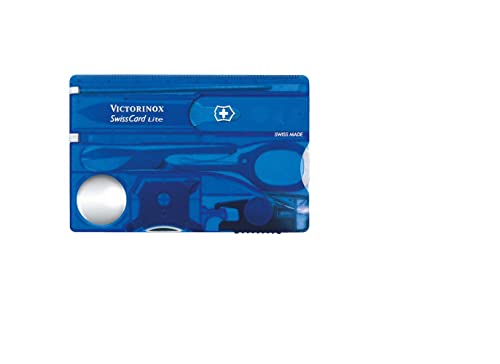 VICTORINOX Schweizer Taschenmesser, Swiss Card Lite, 13 Funktionen, Multitool mit Spitzklinge, Schraubendreher 5 mm, Schere, Blau im Sale