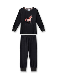 Thumbnail for Sanetta Mädchen-Schlafanzug Einhorn Schwarz aus Frottee | Hochwertiger und bequemer Schlafanzug aus Frottée für Mädchen. Pyjamaset für Mädchen 140 im Sale