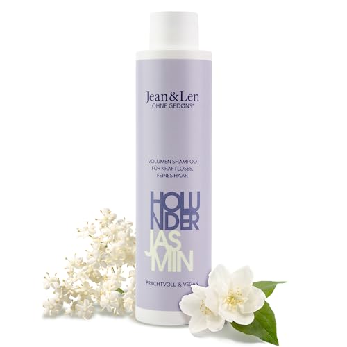 Jean &amp; Len Volume Shampoo Elderberry &amp; Jasmine, for weak and fine hair, adds volume, fruity-floral scent, paraben- and silicone-free, vegan, 300 ml on sale