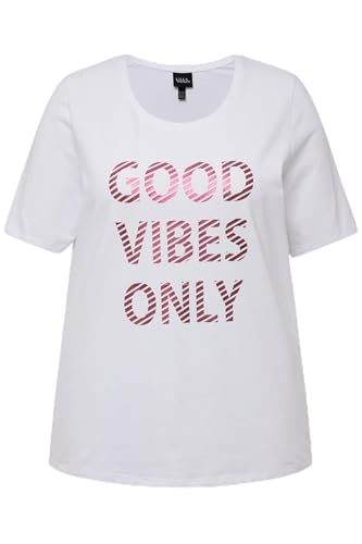 Ulla Popken Damen cool Vibes only T-Shirt, Schneeweiß, 50-52 im Sale