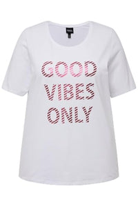 Thumbnail for Ulla Popken Damen cool Vibes only T-Shirt, Schneeweiß, 50-52 im Sale