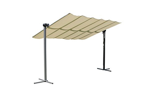 LECO-Standmarkise Waved – faltbares Sonnendach, Aluminium Terrassenüberdachung 4 x 2,5 m inkl. Schutzhülle – Anthrazit (Anthrazit) im Sale