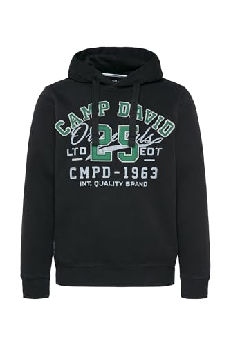 Camp David Herren Hoodie mit Artwork im Retro-Style Black im Sale