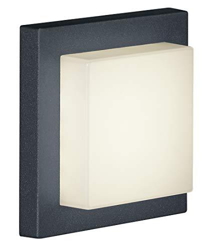 Trio Leuchten LED-Aussen-Wandleuchte Hondo in Aluminiumguss anthrazit, PVC-Schirm weiß 228960142 im Sale