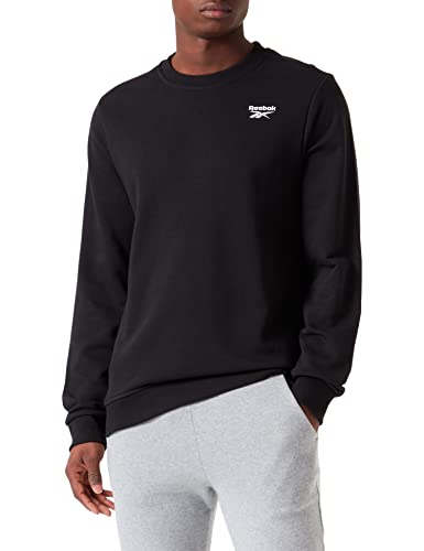 Reebok Herren Identity French Terry Logo Crew Langärmeliges Sweatshirt, Schwarz,  EU im Sale