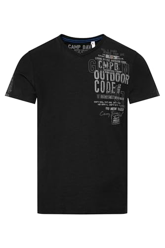 Camp David Herren V-Shirt mit Rubber Artworks Poison Ivy im Sale