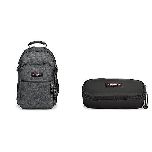 EASTPAK Tutor Rucksack, 48 cm, 39 L, Grau (Black Denim) & Oval  Single Federmäppchen, 22 cm, Schwarz (Black) im Sale