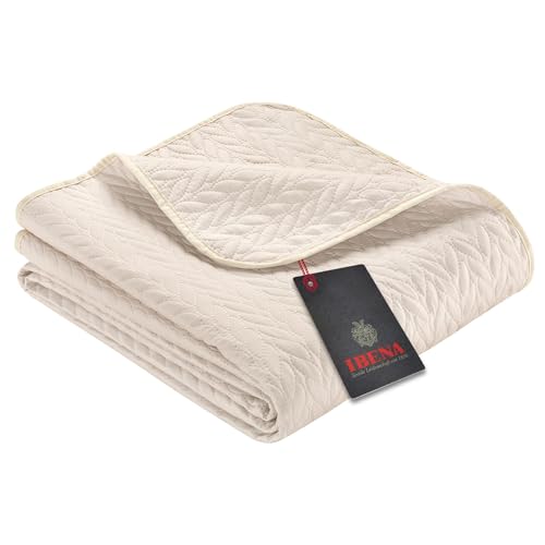 Ibena Nancy Tagesdecke 140x210 cm Tagesdecke Bettüberwurf beige leichte Decke mit Zopfmuster im Sale