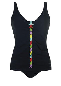 Thumbnail for Sunflair Tankini Women's Tankini with cups and large cups - wide briefs and adjustable straps - two-piece with braiding on the front on sale