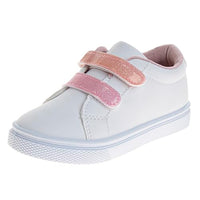 Thumbnail for Laura Ashley Schnürlose Sneaker für Kinder und Mädchen, Slipon-Verschluss, Freizeitschuhe (Kleinkinder/kleine Kinder), Weiß / Rosa, 12 Little Kid im Sale