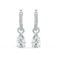 Thumbnail for Swarovski Attract Drop Earrings, Pear Cut, White, Rhodium-Plated on Sale