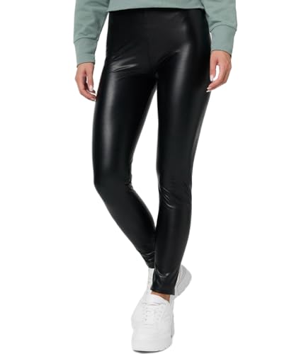 Nur Die Women's Leather Look Relax &amp; Go Faux Leather High Waist Treggings with Soft Inner Waistband, Black, EU on Sale