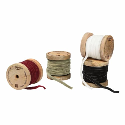 Loberon Samtband 4er Set Hilary, Schmuckbänder, 4 x 10 Meter, Geschenkverpackung, Weihnachten, Mangoholz, Viskose, Polyester, bunt im Sale
