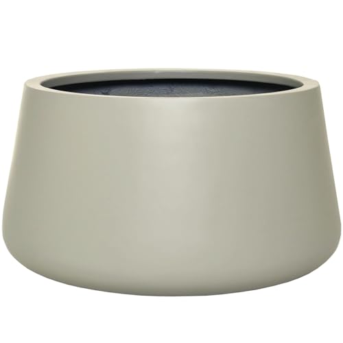 VIVANNO Plant Pot Fiberglass Gordo 29x45 cm Frost-proof - Flowerpot Bulbous Round Cream Large Outdoor, Indoor on Sale