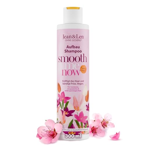 Jean &amp; Len Shampoo Rebuilding Almond &amp; Keratin, for structurally damaged hair, protects against breakage and split ends, tames frizz, shampoo without silicones and parabens, vegan, 300 ml on sale