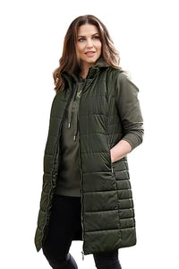 Thumbnail for MIAMODA Damen große Größen Übergrößen Plus Size Long-Steppweste, Zipper flaschengrün 48 202162454-48 im Sale