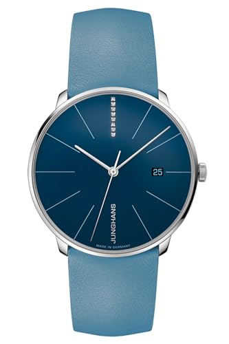 JUNGHANS Damenuhr Meister Fein Automatic mit Diamanten Blau 27/4356.00 im Sale