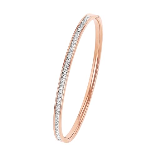 s.Oliver Armreif Edelstahl Damen Armschmuck, mit Kristall, 6,3 cm, Weiß, Kommt in Schmuck Geschenk Box, 2018536 im Sale