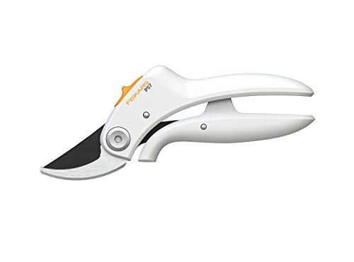 Fiskars Bypass Gartenschere P57 für frische Äste und Zweige bis Ø 2 cm, Länge: 18 cm, Gewicht: 140 g, Weiß/Orange, FiberComp/Hochwertiger Stahl, Light, 1026916 im Sale