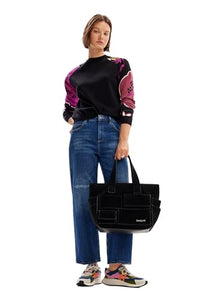 Thumbnail for Desigual Women's Woman Flat Knit Thin Gauge Pullover Sweater, Black, im Sale