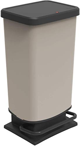 Rotho Paso waste bin 40l with pedal and lid, plastic (recycled PP) BPA-free, cappuccino, 40l (35.3 x 29.5 x 67.6 cm) on sale