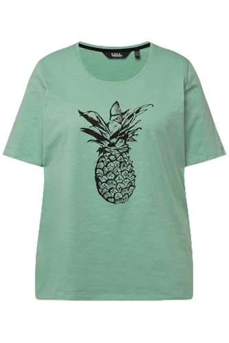 Ulla Popken Damen Ananas-Druck 831853 T-Shirt, lichtgrün, 52-54 im Sale