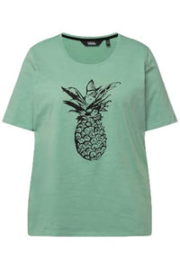 Thumbnail for Ulla Popken Damen Ananas-Druck 831853 T-Shirt, lichtgrün, 52-54 im Sale