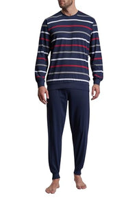 Thumbnail for Götzburg Herren Pyjama blau quergestreift 1er Pack 50 im Sale