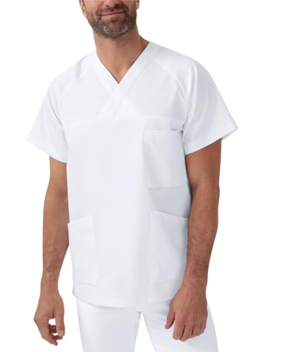 CLINIC DRESS Schlupfkasack Leichter Herren Kasack für Krankenpflege und Altenpflege |75/25 | 95 Grad Wäsche | Industriewäsche geeignet weiß im Sale