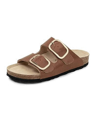 Thumbnail for VITAFORM Pantoletten bequem - Naturkork Fußbett Komfort Luftpolster - Hausschuhe Herren und Damen - Leder braun 37 im Sale