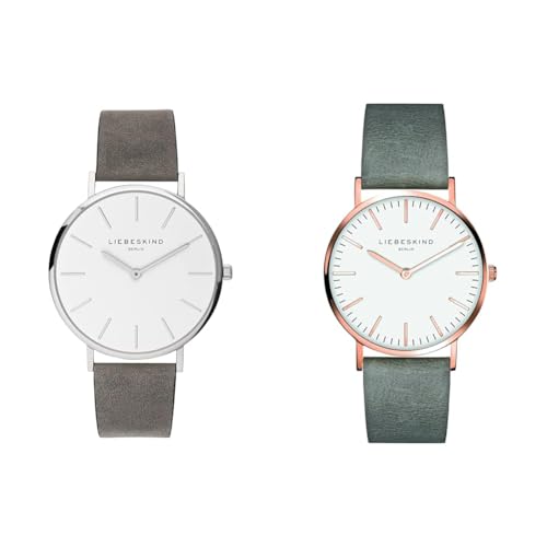 Liebeskind Damen Analog Quarz Armbanduhr mit Lederarmband LT-0158-LQ & Damen Analog Quarz Armbanduhr mit Lederarmband LT-0085-LQ