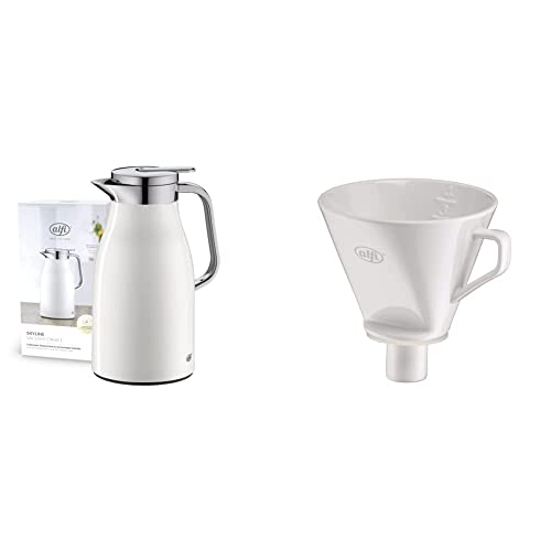 alfi SKYLINE 1,0l, coconut white mat, Edelstahl-Isolierkanne & AROMA PLUS, weiß, Kaffeefilter aus Porzellan, für Filterpapier im Sale