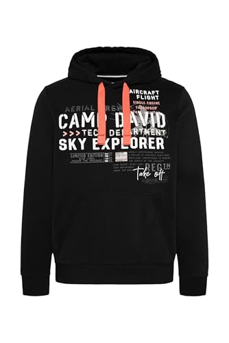 Camp David Herren Hoodie mit Artwork und Kängurutasche Black im Sale