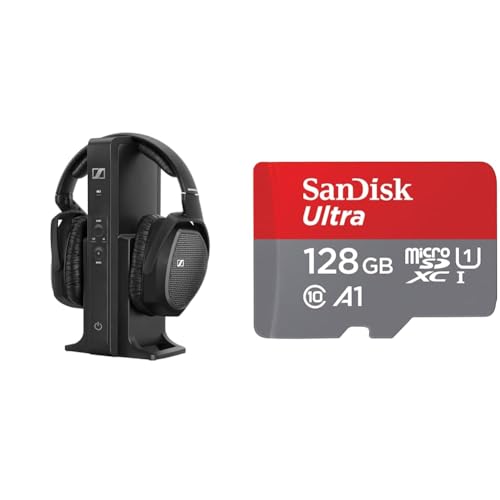 Sennheiser RS 175 Digitaler drahtloser Over-Ear-Kopfhörer & SanDisk Ultra Android microSDXC UHS-I Speicherkarte 128 GB + Adapter im Sale
