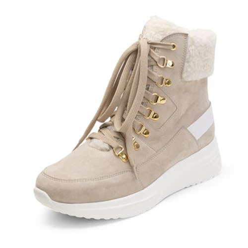 VITAFORM Stiefeletten Damen Winter Beige - Italienisches Veloursleder - Gefütterte Stiefel Damen - Bequeme Schuhe für Herbst und Winter im Sale