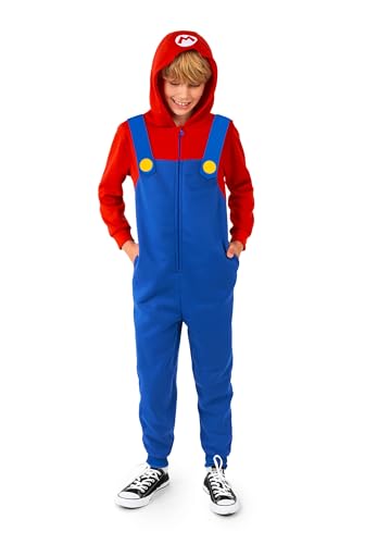 OppoSuits Kinder Mario Onesie - Nintendo einteilige Pyjamas - Loose Fit - Inklusive Taschen - Blau im Sale