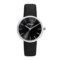 Thumbnail for s.Oliver Armbanduhr Damen Quarzuhr Analog, mit Leder Armband, Schwarz, 5 bar Wasserdicht, Kommt in Uhren Geschenk Box, 2033557 im Sale