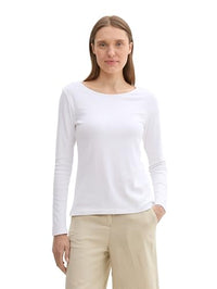 Thumbnail for TOM TAILOR Damen 1044392 Basic Longsleeve mit Stretch, 20000-White, Large im Sale