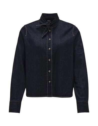 OPUS Damen Langarmbluse | Jeansbluse FARILLA Boxy Fit mit Abnehmbarer Schluppe Rinsed Blue, 40 im Sale
