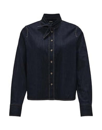 Thumbnail for OPUS Damen Langarmbluse | Jeansbluse FARILLA Boxy Fit mit Abnehmbarer Schluppe Rinsed Blue, 40 im Sale